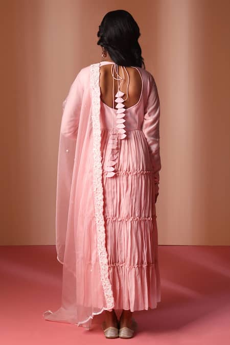 Soha By Harleen And Sona Crystal Embellished Yoke Anarkali With Dupatta 