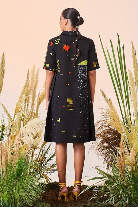 Shahin Mannan Abstract Shapes And Ostrich Panelled Dress 