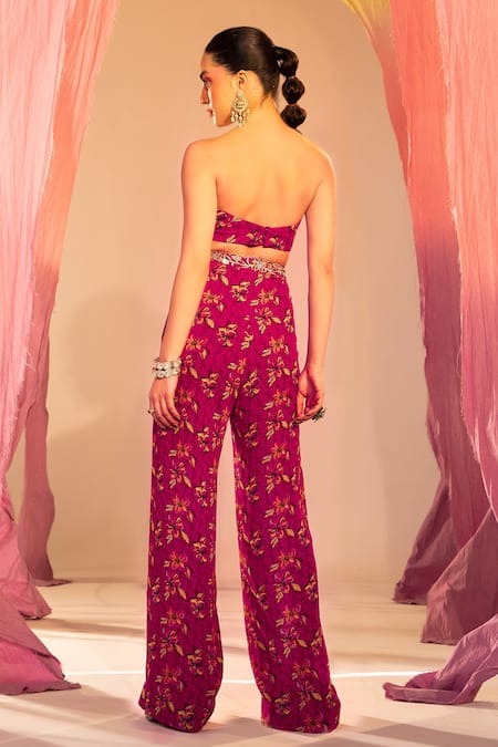 Silky Bindra Floral Print Cape Jacket & Pant Set 