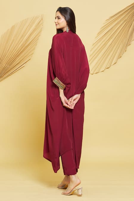 Rajat K Tangri Embroidered Yoke Kaftan Kurta & Pant Set 