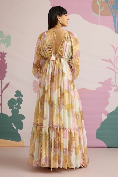 Pankaj & Nidhi Blume Hand Embellished Maxi Dress 