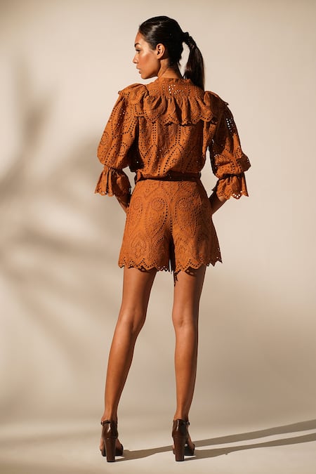 Nikita Mhaisalkar Schiffli Shirt & Shorts Set 