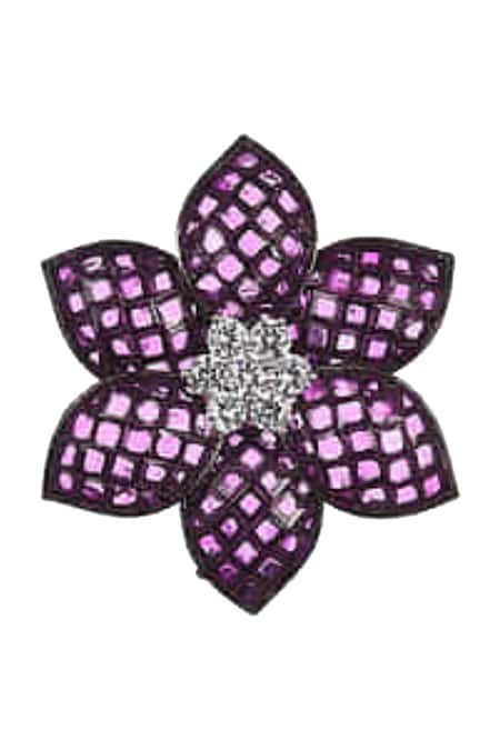 The Jewel Factor Purple Crystals Checkered Pattern Earrings Online at Aza Fashions The Jewel Factor_Purple Crystals Checkered Pattern Earrings_Online_at_Aza_Fashions