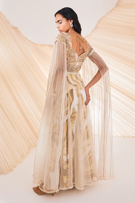 Shop Divya Aggarwal Multi Color Organza Hand Embroidery Pearl Sweetheart Harlee Marble Effect Gown at Aza Fashions Shop_Divya Aggarwal_Multi Color Organza Hand Embroidery Pearl Sweetheart Harlee Marble Effect Gown _at_Aza_Fashions