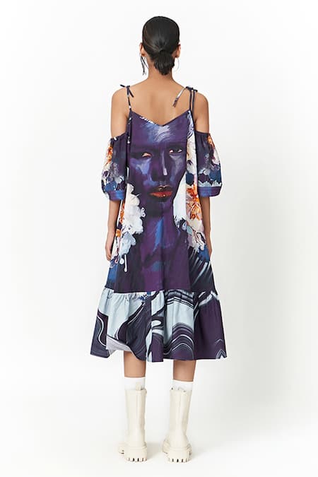 Two Point Two Michi Printed Cold Shoulder Dress 