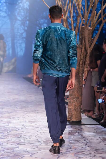 Nirmooha Velvet Printed Bomber Jacket 