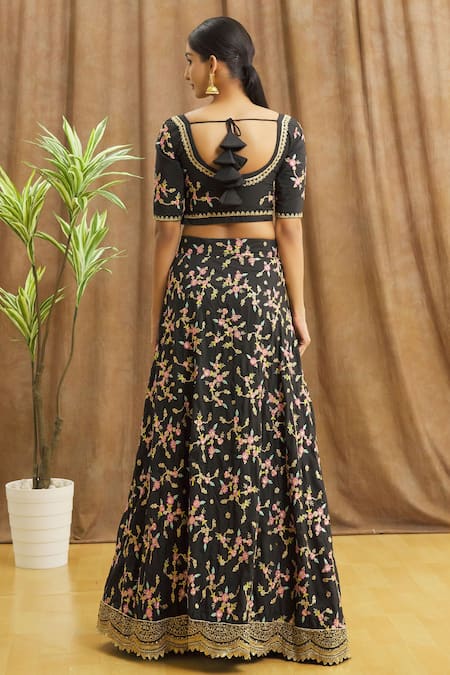 Glamorous Tafeta Silk Black Bridal Dress Indian Pakistani Designer Lehenga  Choli | eBay