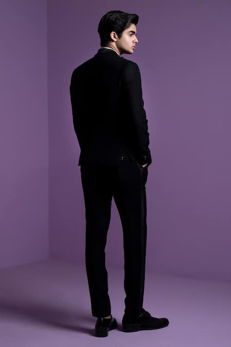 Contrast By Parth Lunar Braid Embroidered Tuxedo Set 