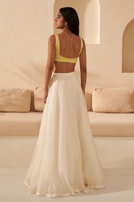 Shop Zoon Ivory Crepe, Silk Organza Sequins, Cut Work Scoop Lehenga Set With Ombre Dupatta at Aza Fashions Shop_Zoon_Ivory Crepe, Silk Organza Sequins, Cut Work Scoop Lehenga Set With Ombre Dupatta _at_Aza_Fashions