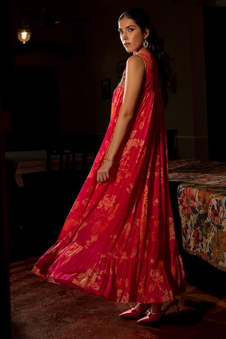 Paulmi And Harsh Flourishing Floral Jaal Print Dress 