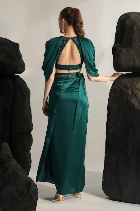 Jade By Ashima Sea Urchin Hand Embroidered Blouse With Skirt 