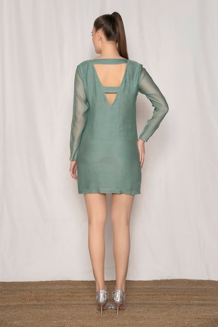 Amrta By Guneet Kondal Bird Embroidered Short Dress 