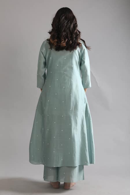 Khat Polka Pattern Chanderi Silk Shirt Kurta & Pant Set 