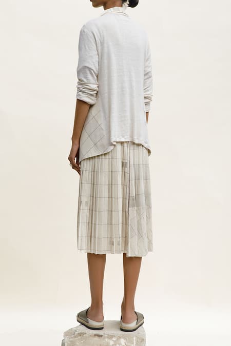 Shop_Urvashi Kaur_Off White Handloom Cotton Rocha Geometric Block Print Jacket _at_Aza_Fashions