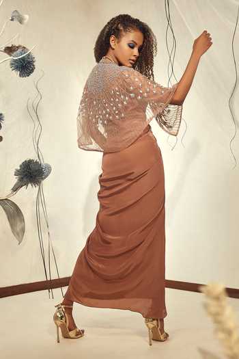 Babita Malkani Embroidered Cape & Gown Set 