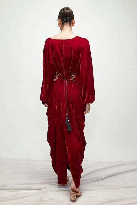 Ranian Velvet Cowl Draped Kaftan 