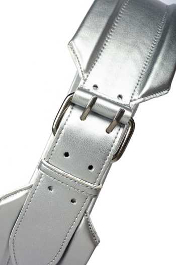 Shop Trov Silver Sloan Metallic Plain Belt at Aza Fashions Shop_Trov_Silver Sloan Metallic Plain Belt _at_Aza_Fashions