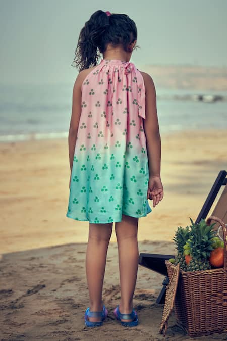 Little Luxury Halterneck Polka Dot Print Dress 