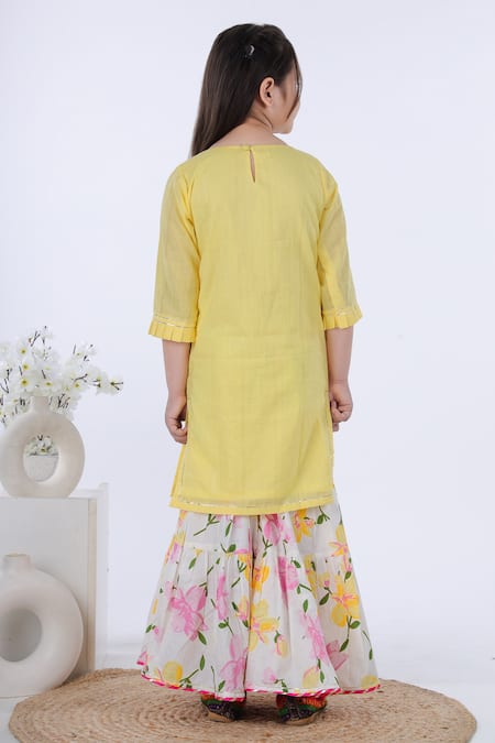 Kalp Floral Gota Embroidered Kurta Sharara Set 