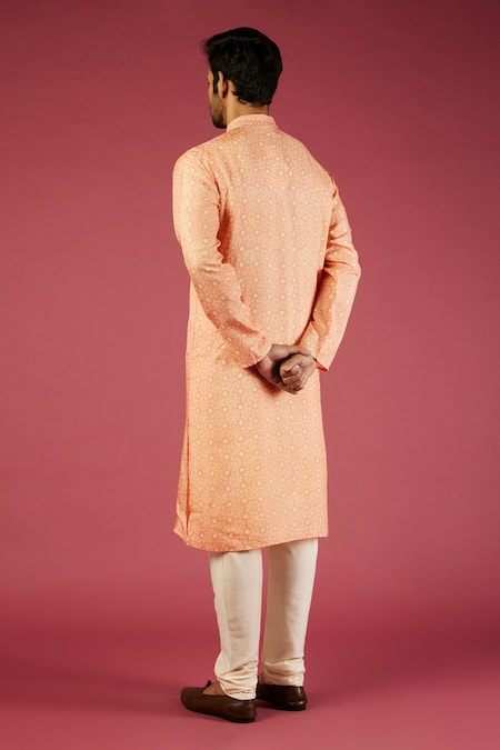 Krishna Mehta Tussar Geometric Print Kurta Set 