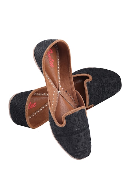 Imlee Jaipur Floral Thread Work Moccasin Juttis 