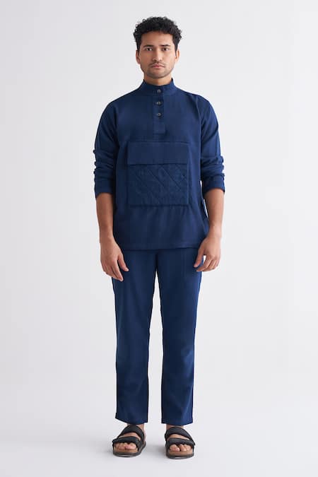 Three Quilted Front Pocket Shirt And Pant Set 