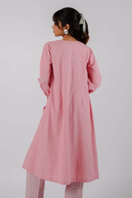 Tussah By Siddhi Shah Pink Puff Sleeve High Low Tunic 