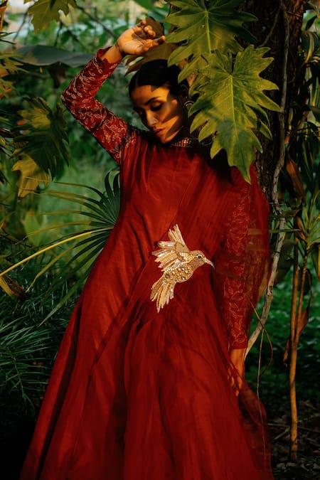 Label Shristi Chetani Hand Embroidered Kalidar Kurta Set 
