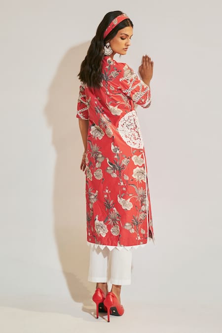 Sage Saga Soha Garden Print Long Kurta 