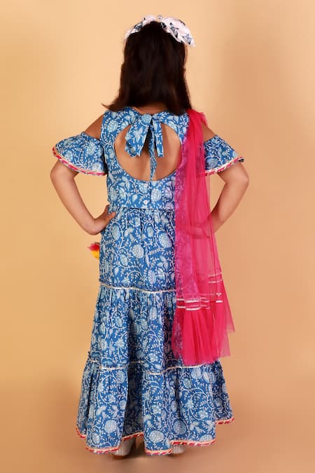 Lil Drama Jaipuri Floral Print Cotton Lehenga Set 