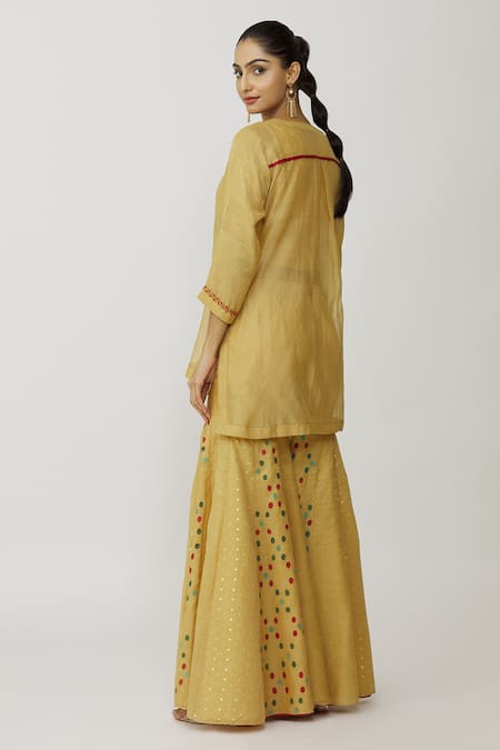 Neeta Bhargava Hand Embroidered Yoke Kurta Gharara Set 