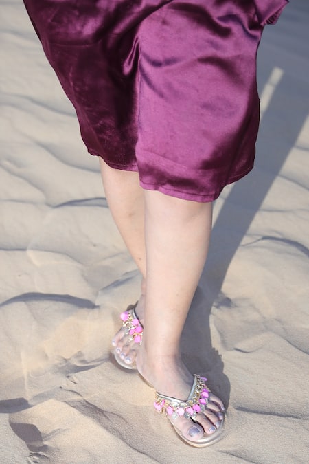 Foot Fuel Desi Sequin Strap Embroidered Flats 