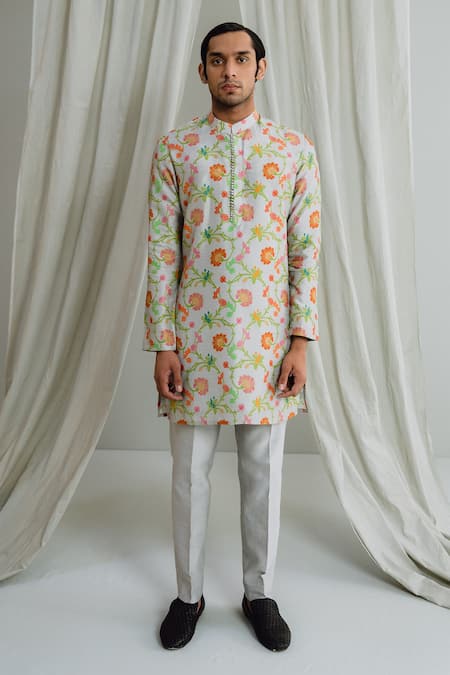 Drishti & Zahabia Floral & Leaf Print Kurta Set 