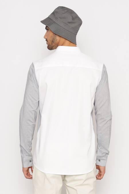 Shop_Lacquer Embassy_White Cotton Embroidery Multi Color Floral Shirt _at_Aza_Fashions