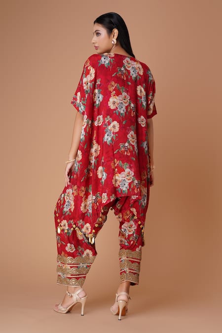 Amani Floral Pattern Fusion Kaftan & Patiala Set 