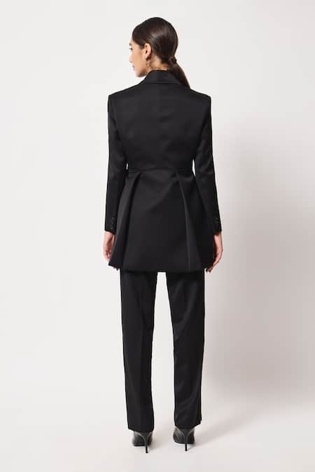 Soniya G Peak Lapel Collar Coat & Pant Set