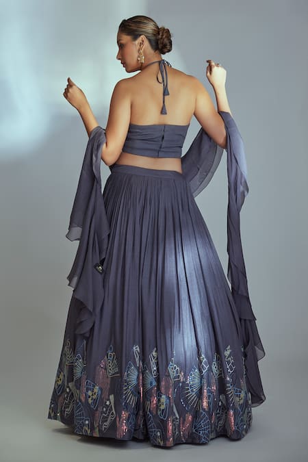 Suruchi Parakh Pleated Lehenga Embroidered Blouse Set 