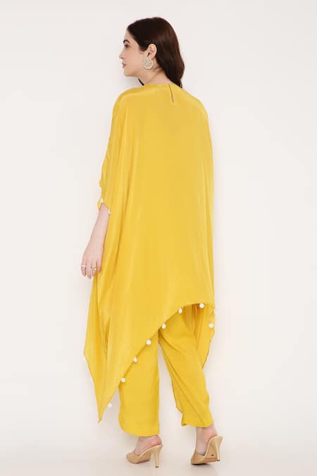 Bha Sha Aster Placket Embroidered Kaftan & Pant Set 