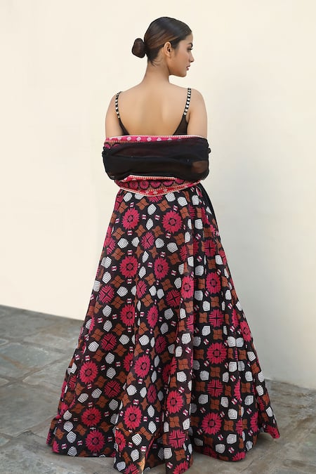 Neha Khullar Navy Blue Pre-Draped Saree & Embroidered Blouse For Kids