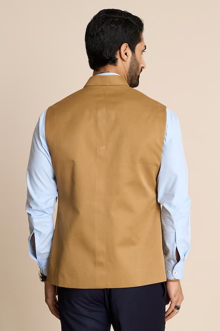 Gargee Designers Beige Cotton Button Front Bundi 