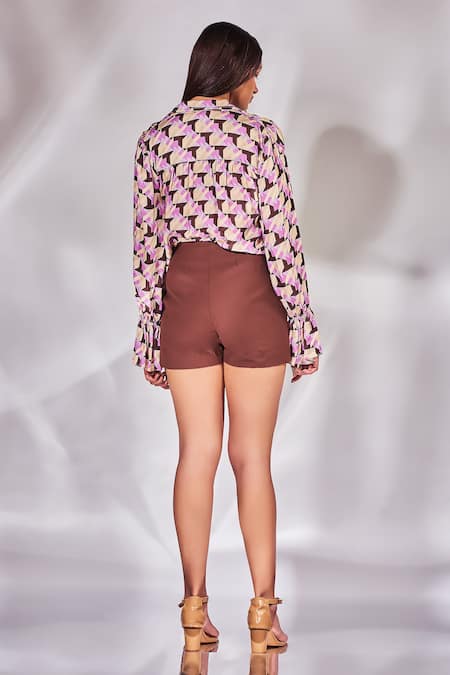 Senren By Eshana Raut Geometric Print Shirt With Shorts 