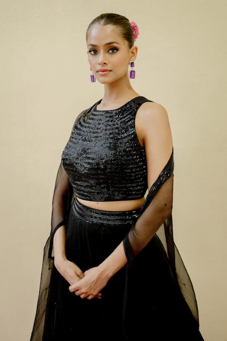 Mint Blush Embroidered Cape Lehenga Set 