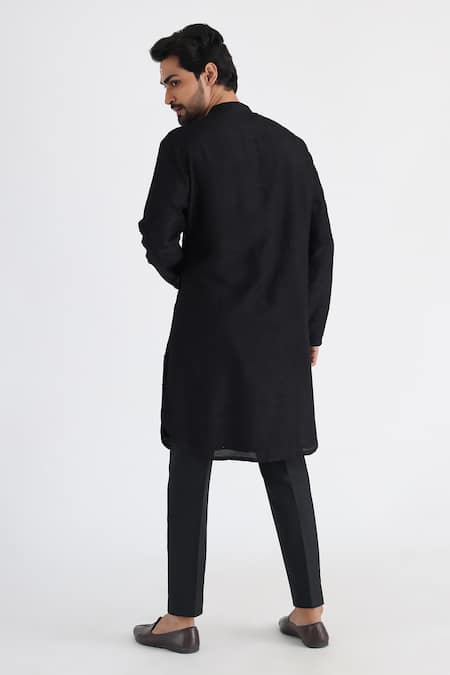 Shop Smriti By Anju Agarwal Black Bamboo, Cotton, Silk Embroidery Adeem Cutdana Kurta Set at Aza Fashions Shop_Smriti By Anju Agarwal_Black Bamboo, Cotton, Silk Embroidery Adeem Cutdana Kurta Set _at_Aza_Fashions