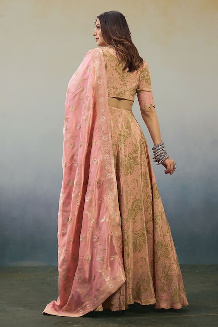 Affroz Paisley Print Blouse Lehenga Set 