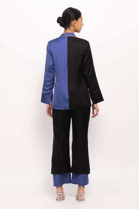 Shop Neora By Nehal Chopra Black Bamboo Full Sleeve Blazer Pant Set at Aza Fashions Shop_Neora By Nehal Chopra_Black Bamboo Full Sleeve Blazer Pant Set _at_Aza_Fashions