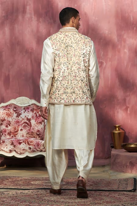 Weaver Story Floral Jaal Velvet Nehru Jacket 