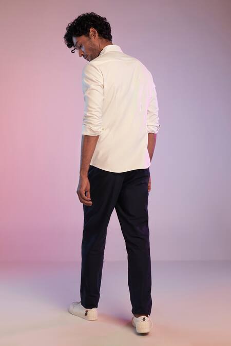 Shop S&N By Shantnu Nikhil Off White Embroidery Nehruvian Collar Shirt at Aza Fashions Shop_S&N By Shantnu Nikhil_Off White Embroidery Nehruvian Collar Shirt_at_Aza_Fashions