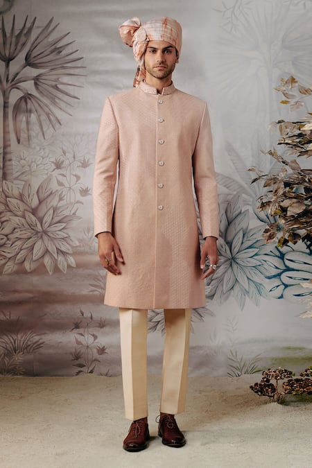 Philocaly Temple Thread Embroidered Sherwani Set 