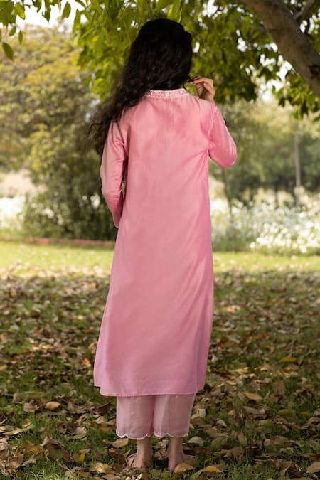 Shop Zoon Pink , Cotton, Organza Embroidery, Sequins, Chanderi Yoke Kurta Set at Aza Fashions Shop_Zoon_Pink , Cotton, Organza Embroidery, Sequins, Chanderi Yoke Kurta Set _at_Aza_Fashions