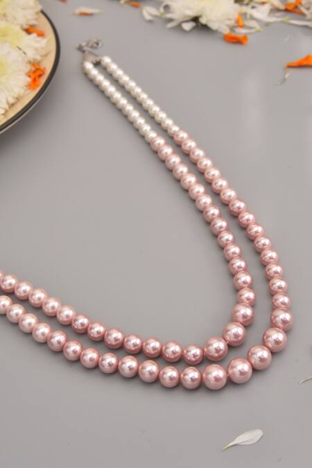 Swabhimann_White Colorblock Layered Necklace _Online_at_Aza_Fashions